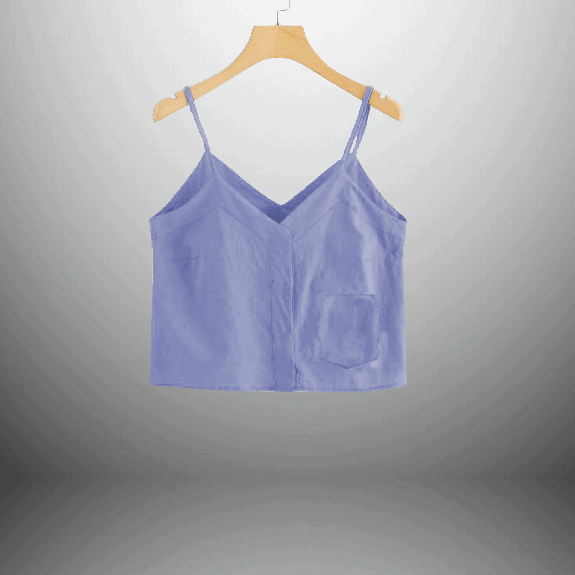 Light Blue Sleeveless Top with Straps and One Pocket-RCT133